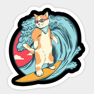 Cat surfing Sticker